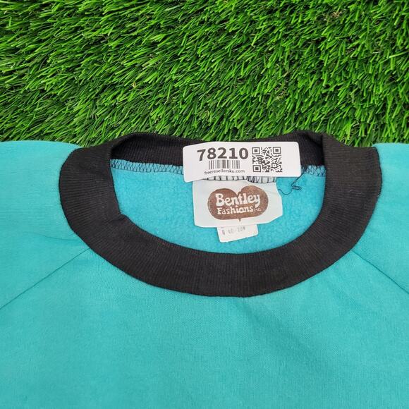 Vintage 80s Bentley-Fashions Ringer Sweatshirt Women 2XL 26x23 USA Baggy - Picture 2 of 11